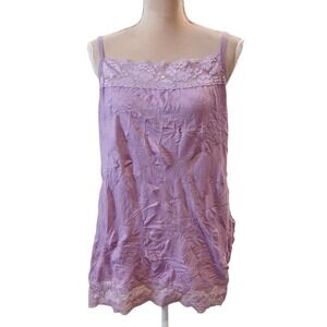 Maurices sz 2x Purple Crinkle Lace Trim Camisole Tank Top Adjustable Straps